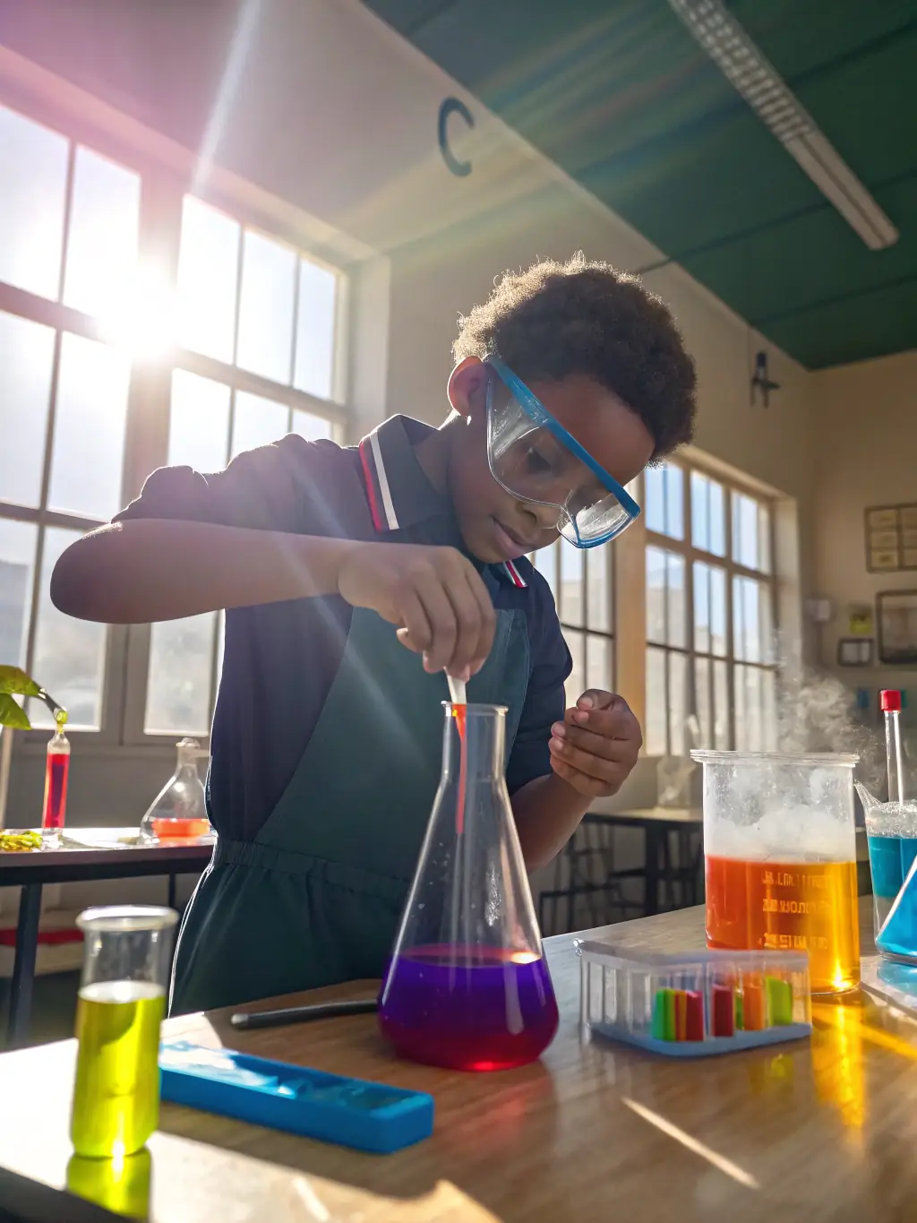 A vibrant image depicting students actively participating in a hands-on science experiment, showcasing the practical application of STEAM principles in a classroom setting. The image should convey excitement and engagement.